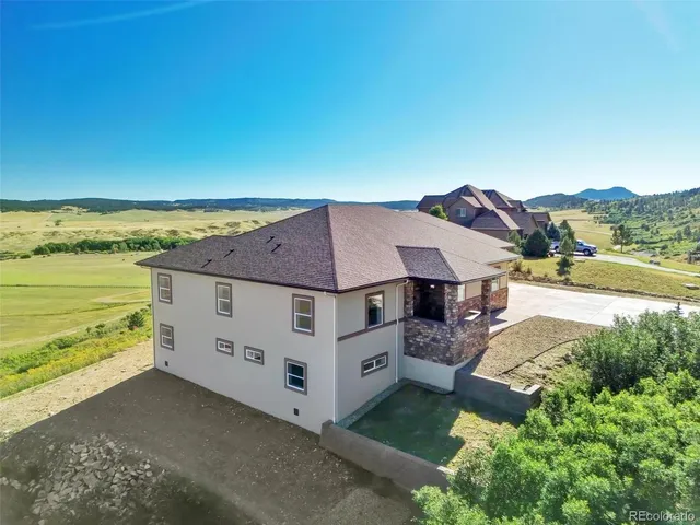 an aerial view of a house