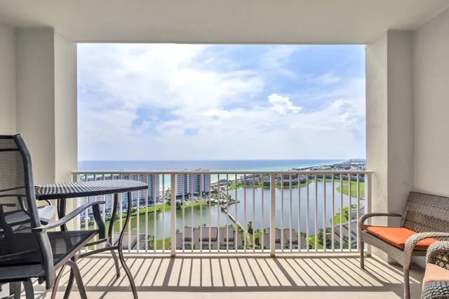 a balcony with furniture