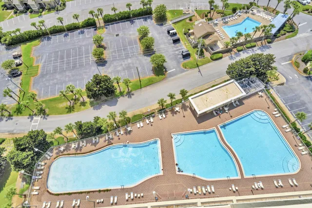 a view of a swimming pool and a terrace