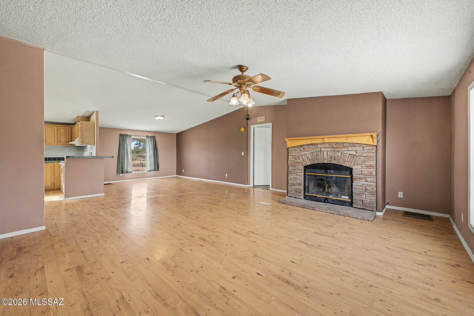 1911 West Thunder Road Vail, AZ 85641 - Photo 5 of 38 a view of empty room with fireplace and wooden floor