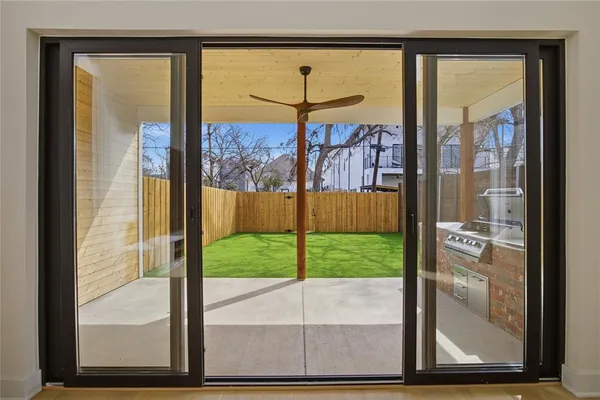 a view of a living room and a window
