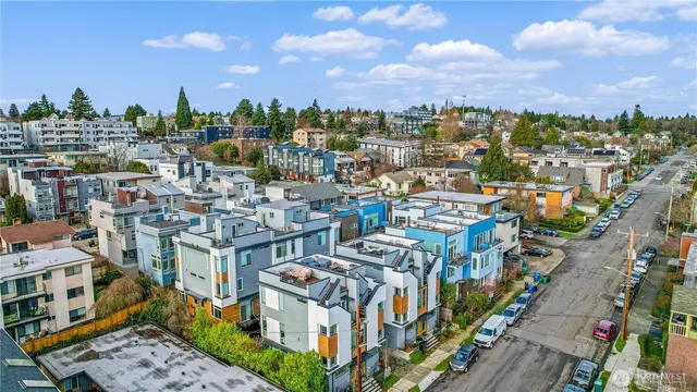 a view of city with tall buildings