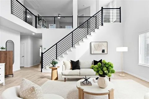 a living room with furniture