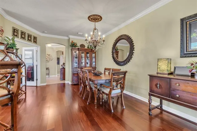 a view of a hallway with wooden floor and a potted plant