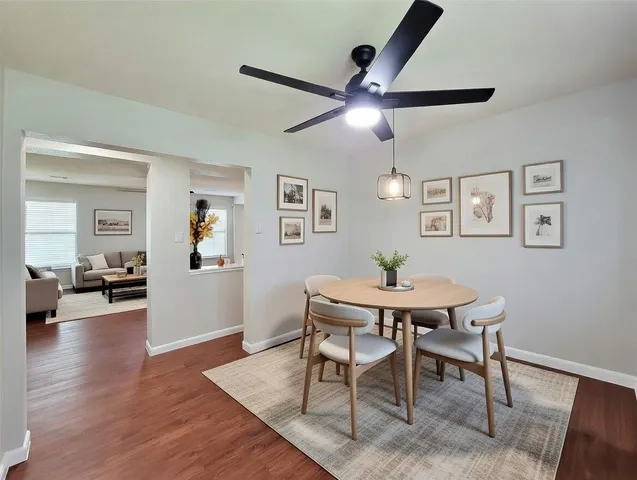 a view of a storage & utility room with wooden floor