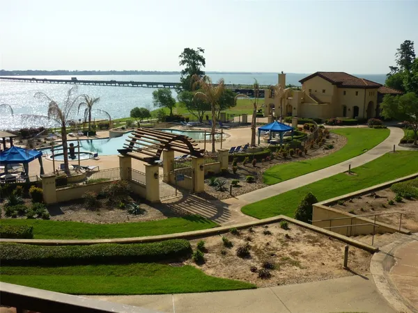 a view of a swimming pool and outdoor space