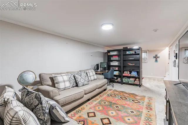 a living room with furniture and a couch