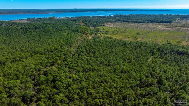 a view of an ocean and a mountain