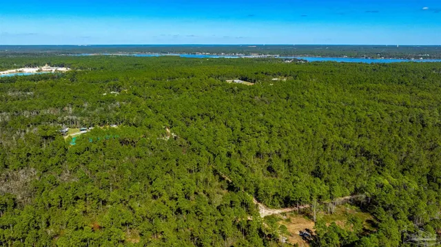 a view of a green field with an ocean view