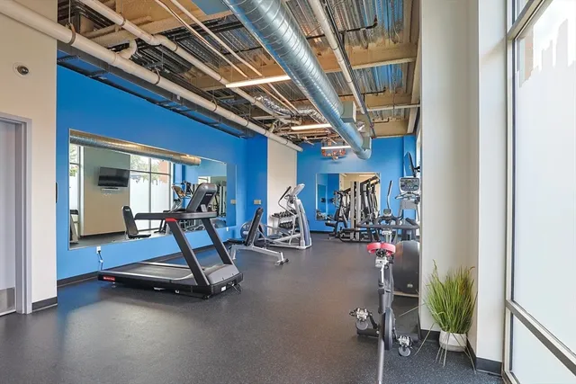 a view of a room with gym equipment