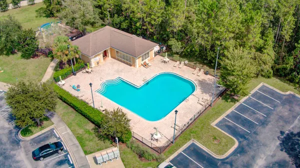 an aerial view of a house