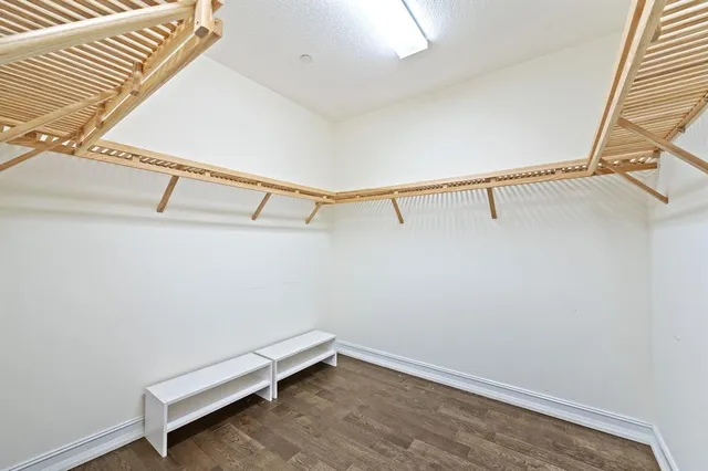 a view of small space with racks on the wall