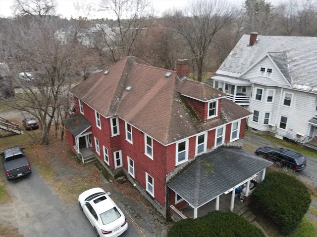 an aerial view of a house