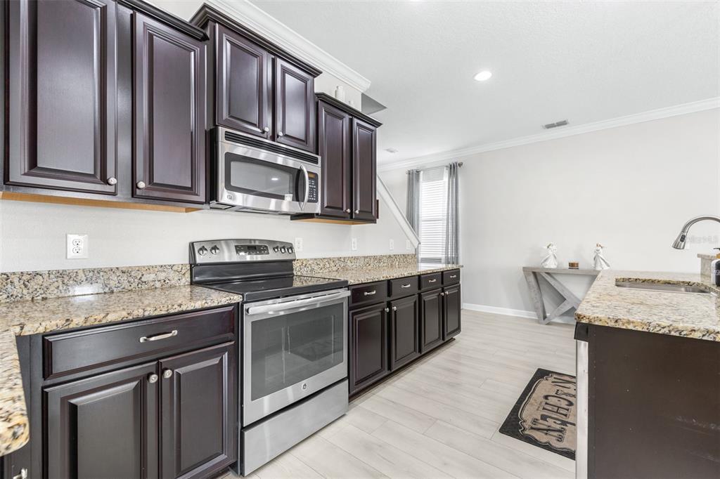 1762 Hadden Hall Place Trinity, FL 34655 - Photo 13 of 49 a kitchen with granite countertop stainless steel appliances and wooden cabinets