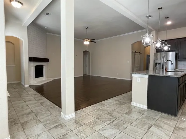 a view interior of a house and chandelier