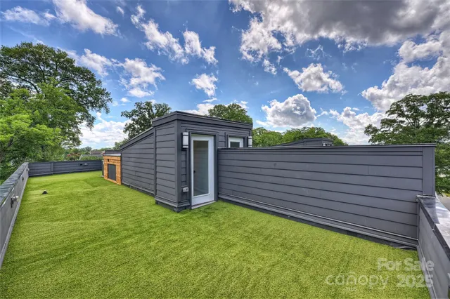 a view of a backyard with large tree