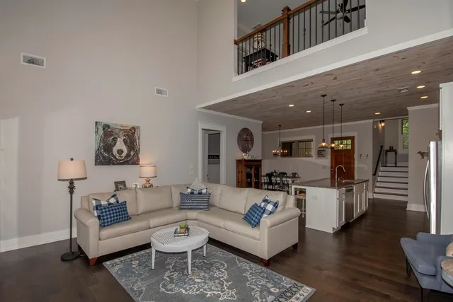 a table and chairs in a room