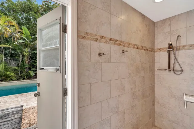 a bathroom with a shower