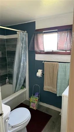 a bathroom with a toilet a sink and mirror