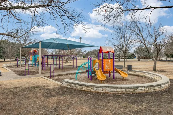 a view of a park with slide