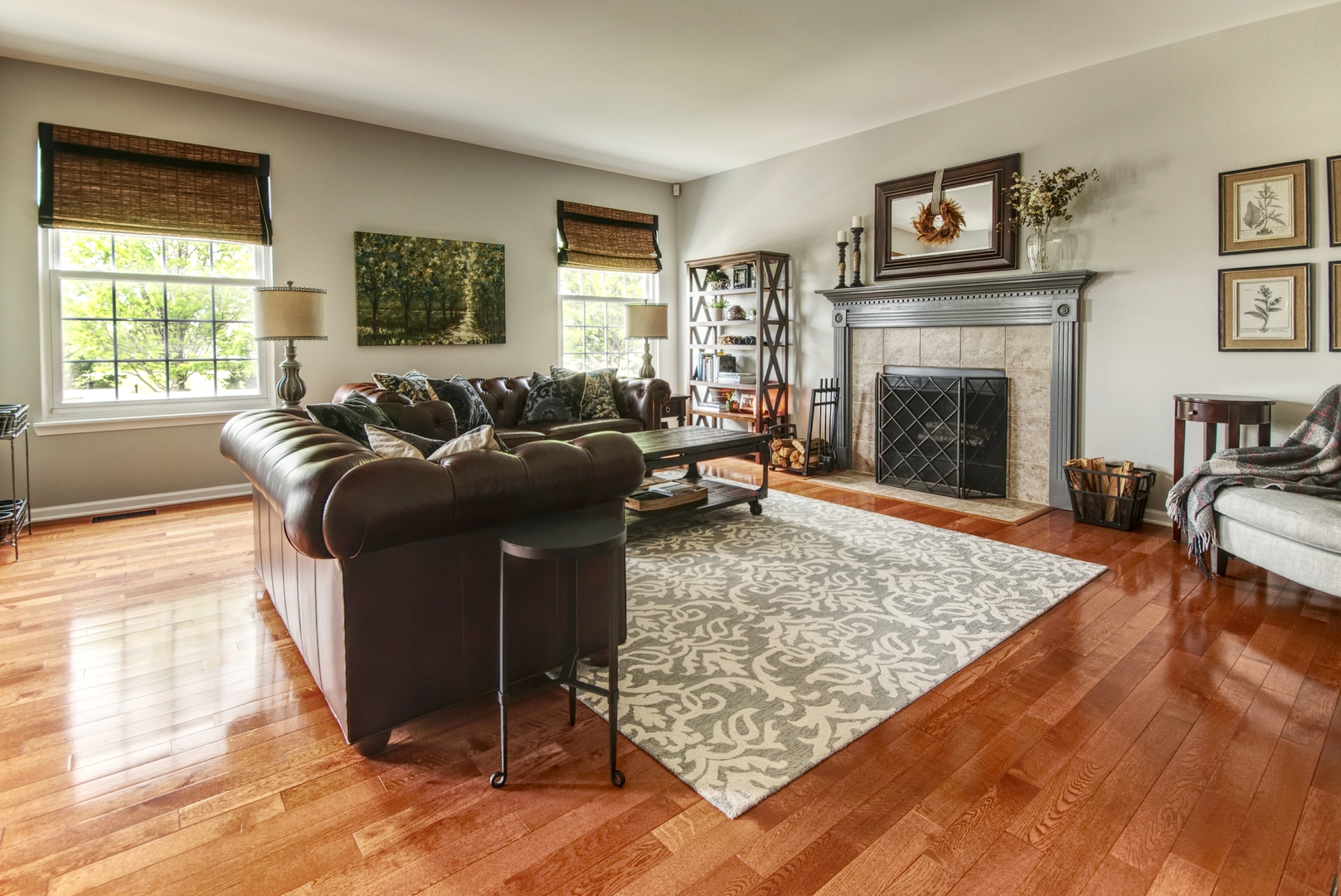 25758 South Basswood Road Channahon, IL 60410 - Photo 11 of 28 a living room with furniture windows and a fireplace