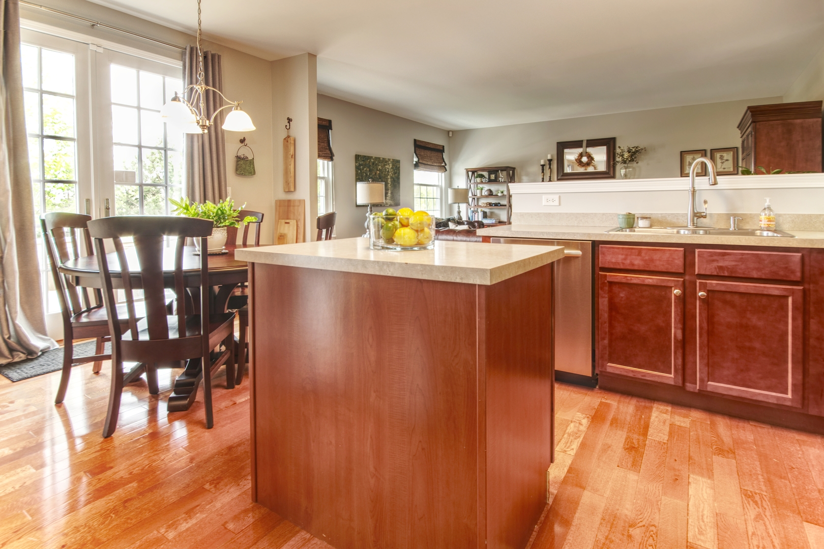 25758 South Basswood Road Channahon, IL 60410 - Photo 10 of 28 a living room with stainless steel appliances granite countertop furniture wooden floor and a kitchen view