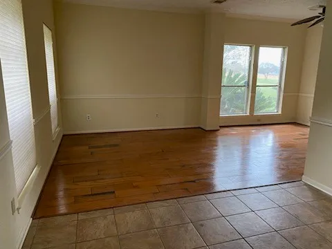 an empty room with windows