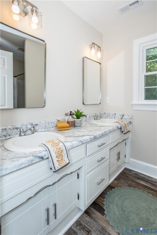 13110 Hensley Road Midlothian, VA 23112 - Photo 23 of 24 a bathroom with a granite countertop sink and a mirror