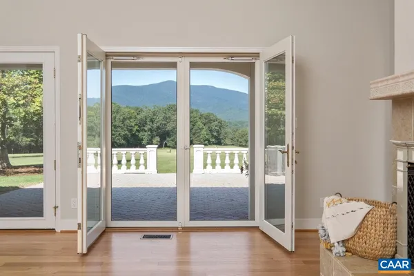 a bathroom with a sink and a shower curtain