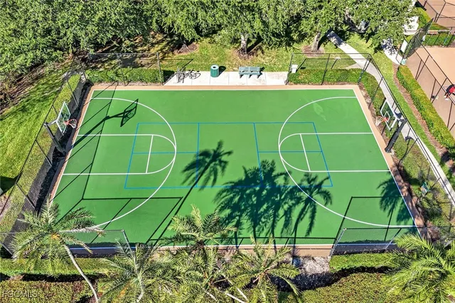a green field with lots of trees
