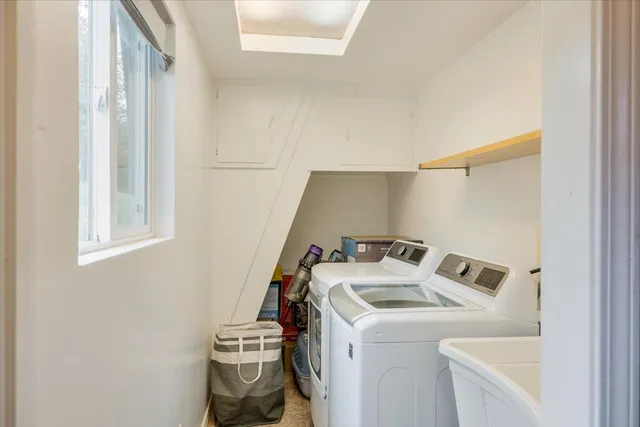 a living room with a large window