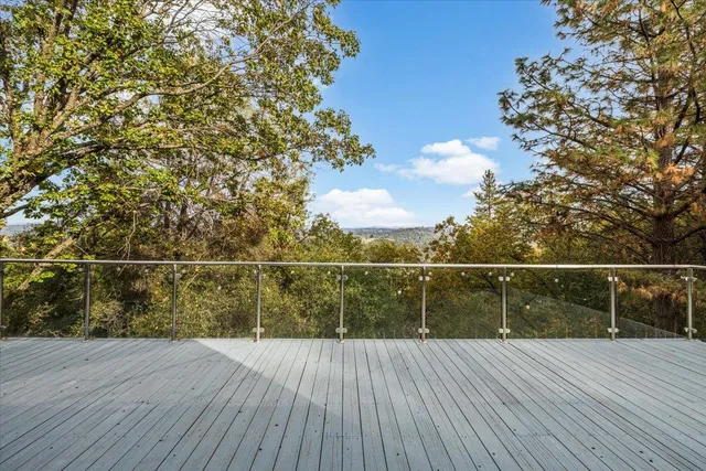 a view of a terrace with sky view