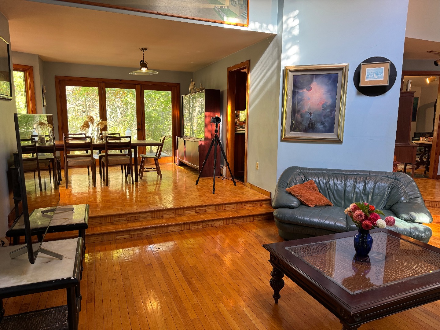 20 Brook Hollow Road West Tisbury, MA 02568 - Photo 20 of 33 a living room with furniture pool table and view of kitchen