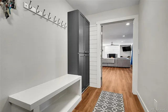 a view of living room and kitchen