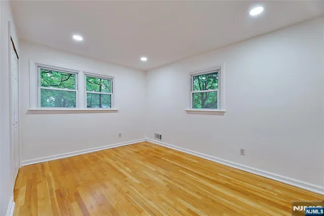 a view of a room with a window