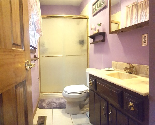 617 Stonegate Road New Lenox, IL 60451 - Photo 12 of 18 a bathroom with a granite countertop sink toilet and shower