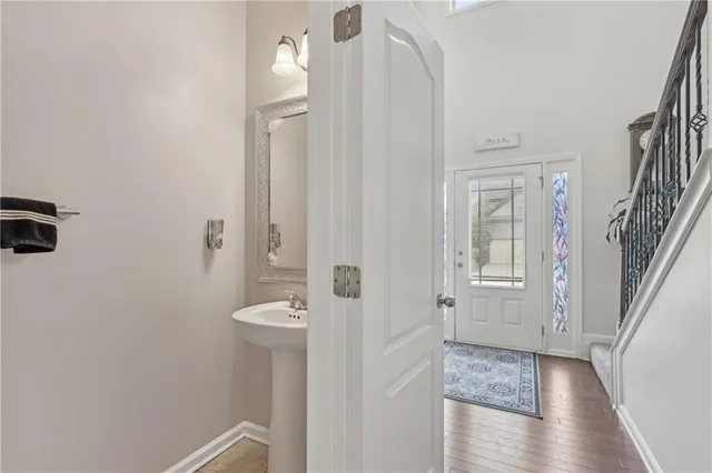 a view of a bathroom with a sink