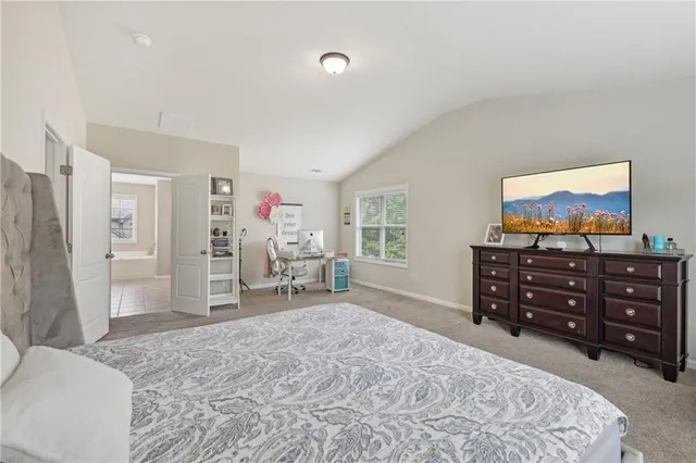 a bed room with a bed and a television