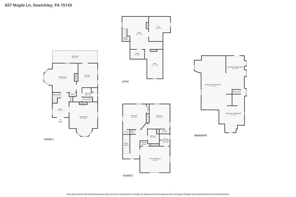 657 Maple Lane Sewickley, PA 15143 - Photo 38 of 50 Combined floor plan- all levels.