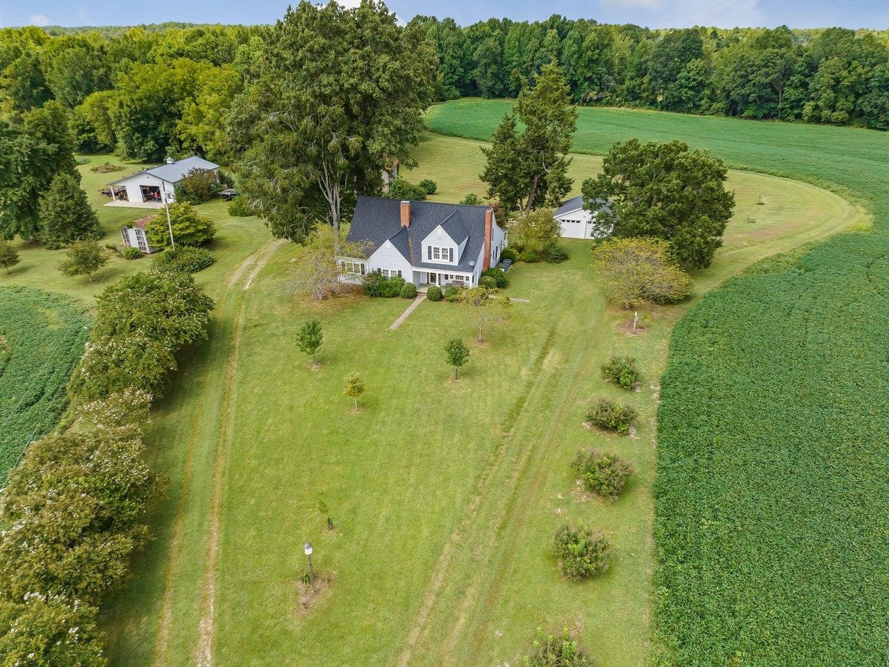 a view of a lake with a houses