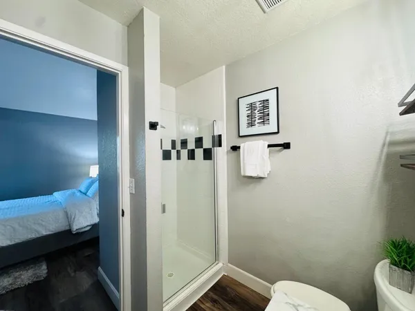 a bathroom with a toilet