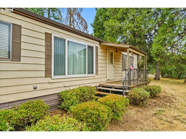 a backyard of a house with lots of green space