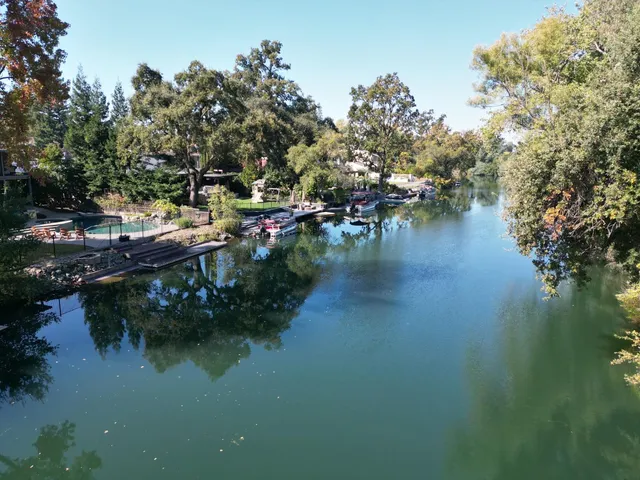 a view of a lake with houses