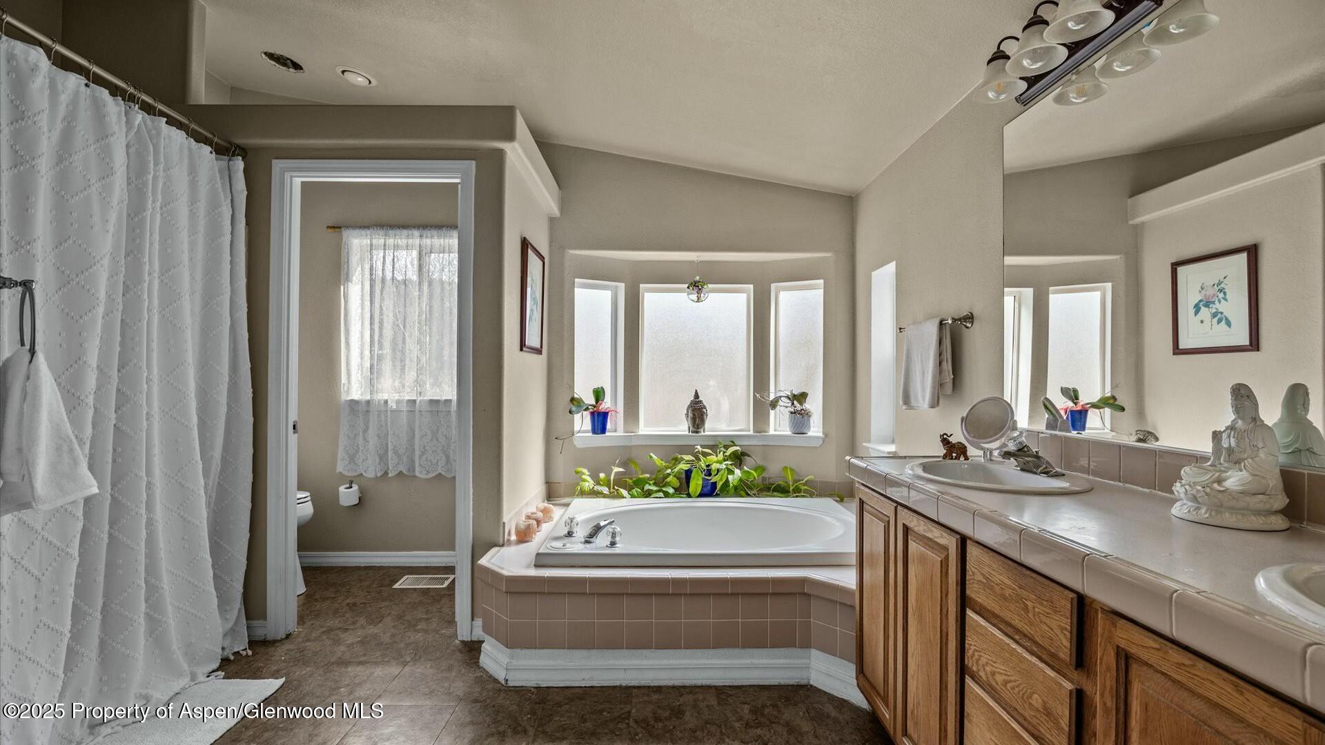 10479 50 Road Mesa, CO 81643 - Photo 23 of 42 a spacious bathroom with sinks mirror and a bathtub