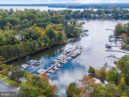 an aerial view of a house with outdoor space