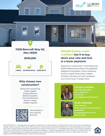 $749,900 | 11326 Bancroft Way Southeast, Alto, MI 49302