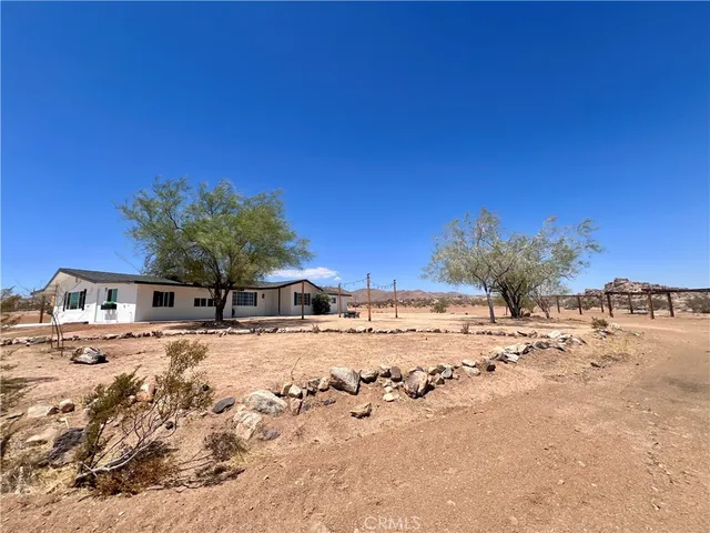 a view of dirt yard with a tree