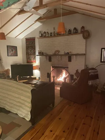 a living room with furniture