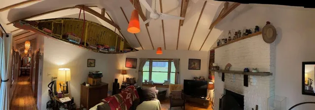 a front view of a house with a hallway