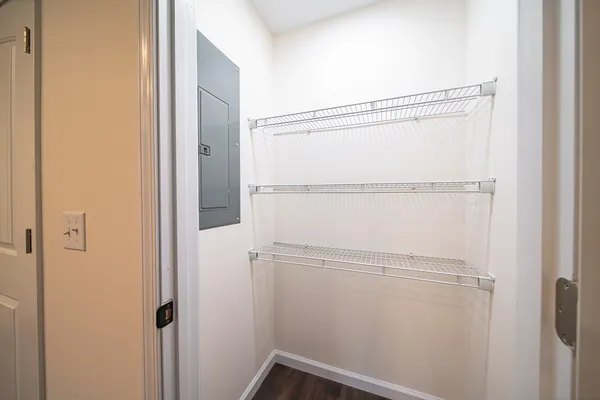 a view of a room with empty racks
